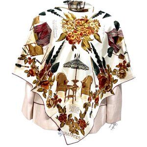 Vintage Harrods 100%  34"Silk Scarf Ivery  olive Archiefs  Hurtin –Made Italy(67